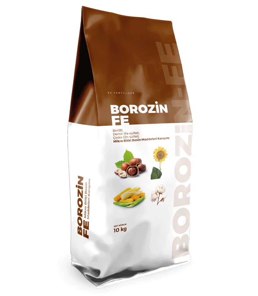 BOROZİN-FE (Bor(B), Demir (Fe-sülfat), Çinko (Zn-sülfat), Mikro Bitki Besin Maddeleri Karışımı)